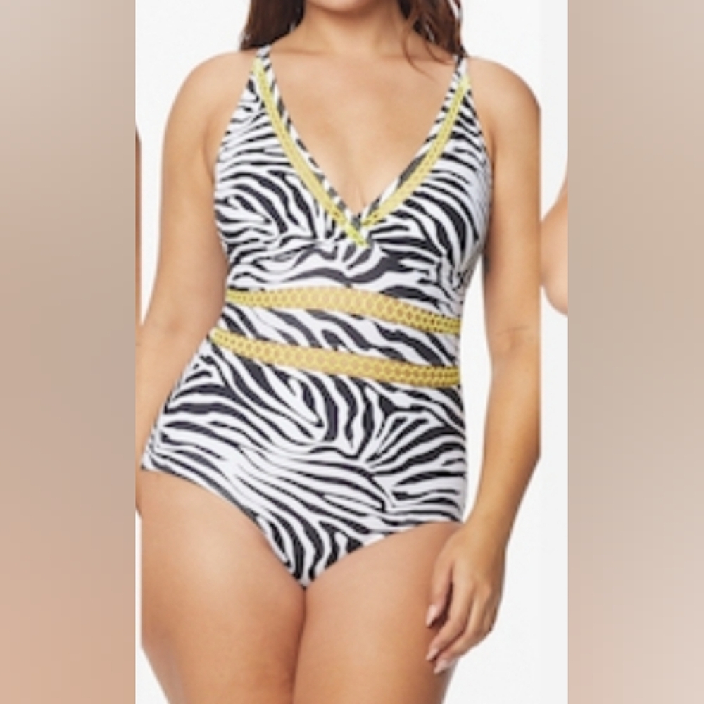 🆕️ size 16 Ruby Ribbon St Tropez One-Piece Zebra Swimsuit